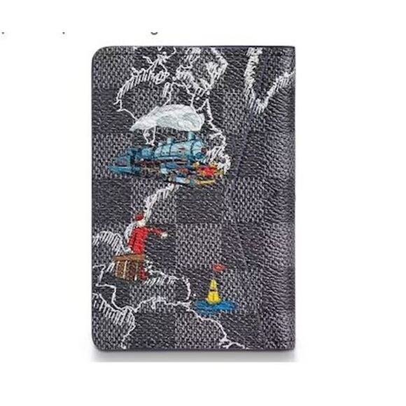 Louis Vuitton Maps Damier Graphite Renaissance Logo Pocket Organizer Wallet - Picture 4 of 8